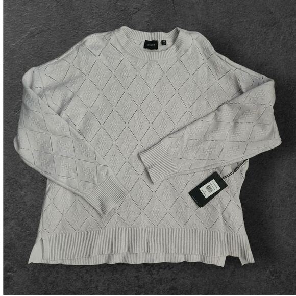 Cyrus Sweater Women's Sz 2X Gray Knit Diamond Pattern Stretch Slinky Crew Neck - Picture 1 of 4